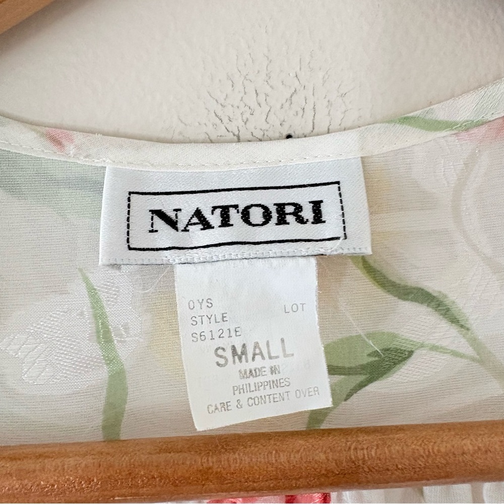 Natori Floral Sheer Lace Trim Wrap Robe Maxi‎ Romantic Vintage Lingerie Small - Picture 6 of 14